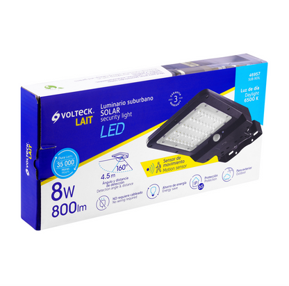 LUMINARIO SUBURBANO DE LED 8 W CON PANEL SOLAR, VOLTECK 46957 P