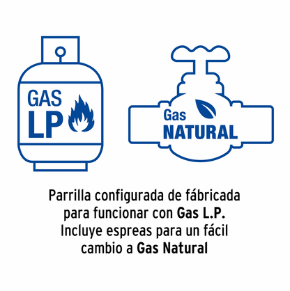PARRILLA DE GAS EMPOTRABLE 4 QUEMADORES, ACERO INOX, FOSET 48406 *