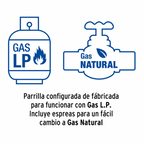 PARRILLA DE GAS EMPOTRABLE 4 QUEMADORES, VIDRIO, FOSET 48408 *