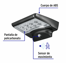 Cargar imagen en el visor de la galería, ARBOTANTE SOLAR LED 4 W CON SENSOR DE MOVIMIENTO, VOLTECK 49073 *
