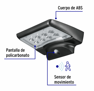 ARBOTANTE SOLAR LED 4 W CON SENSOR DE MOVIMIENTO, VOLTECK 49073 *