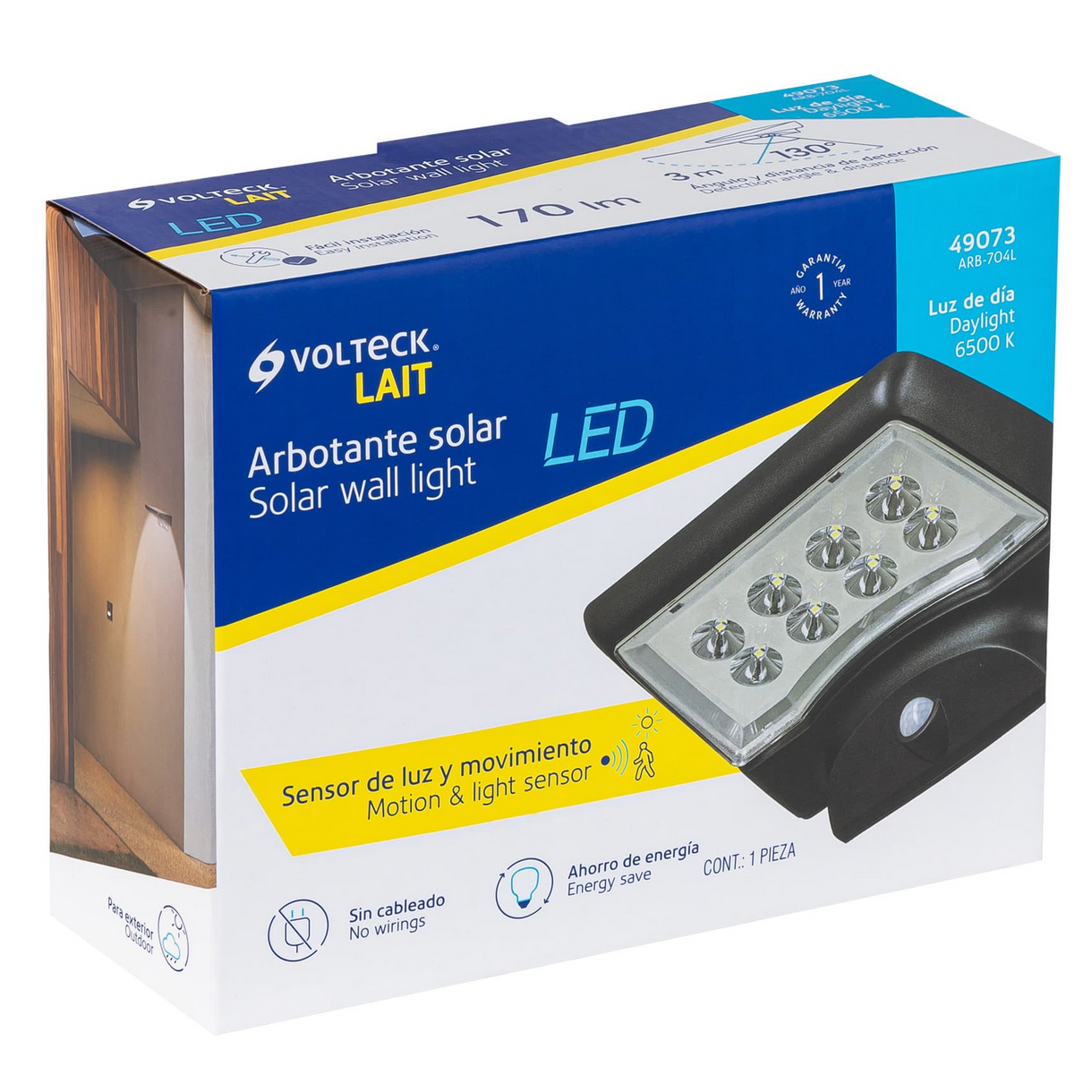 ARBOTANTE SOLAR LED 4 W CON SENSOR DE MOVIMIENTO, VOLTECK 49073 *
