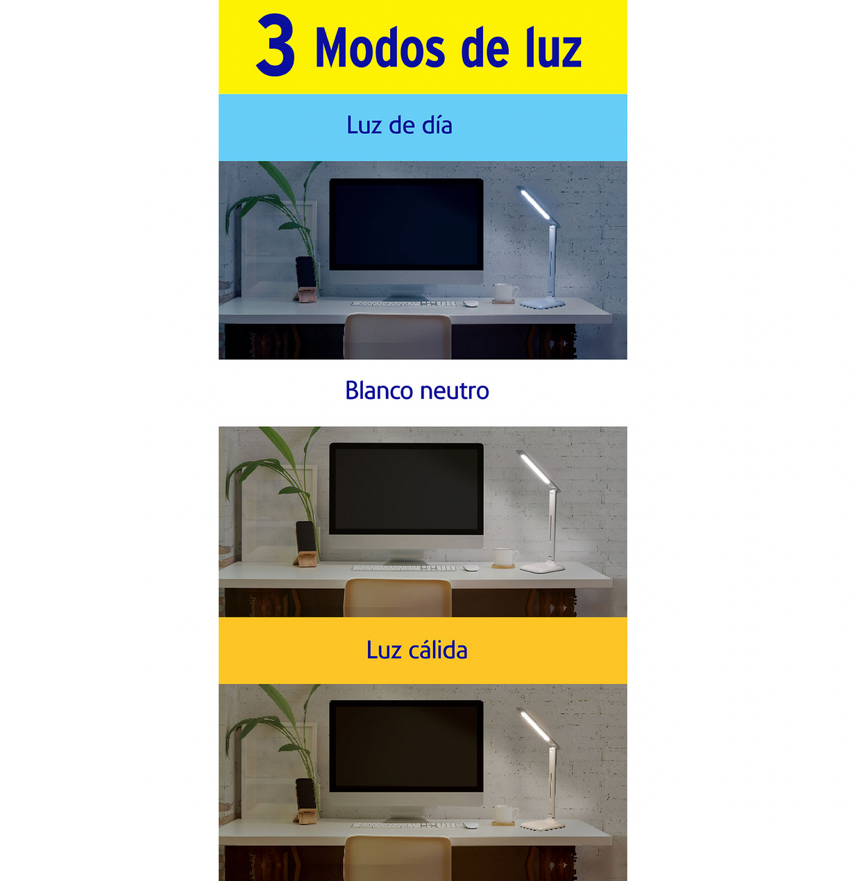 LAMPARA DE LED 8W 5 NIVELES DE ILUMINACION PARA ESCRITORIO 49323 *