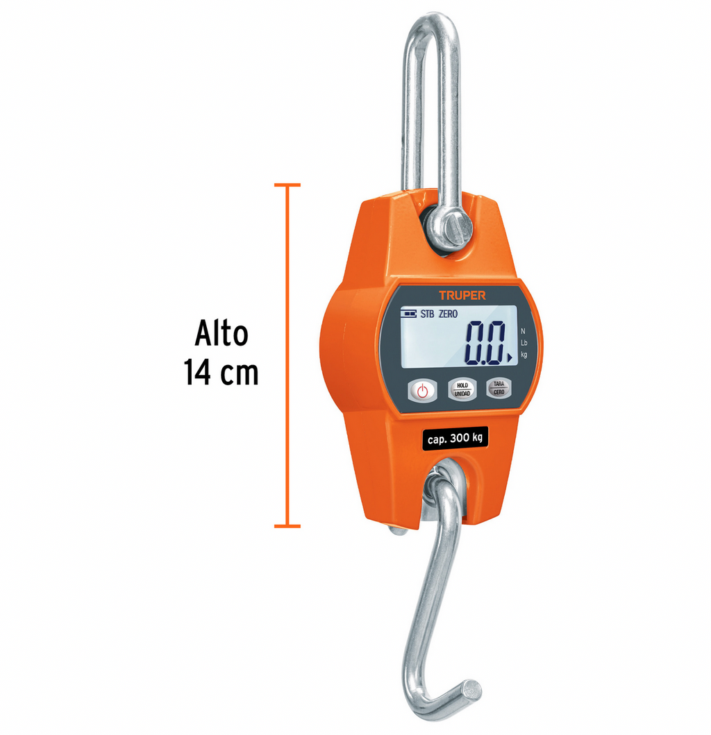 BASCULA CAPACIDAD 300 KG ELECTRONICA COLGANTE, TRUPER 100788 *