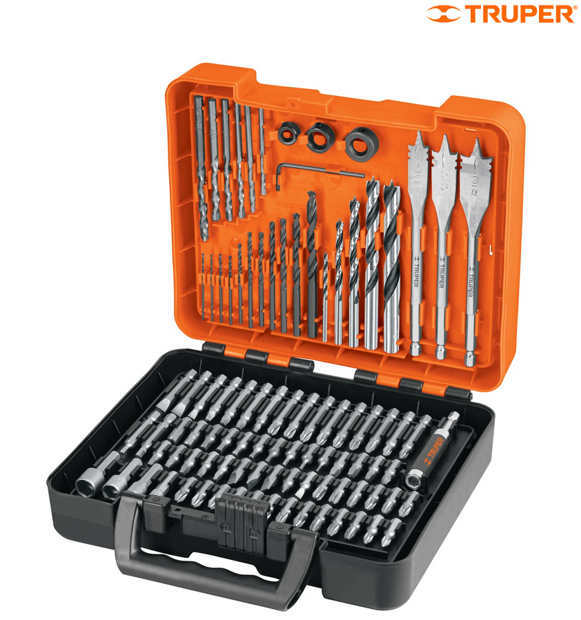 JUEGO DE 100 BROCAS Y PUNTAS EN ESTUCHE PLASTICO, TRUPER 100872 *L
