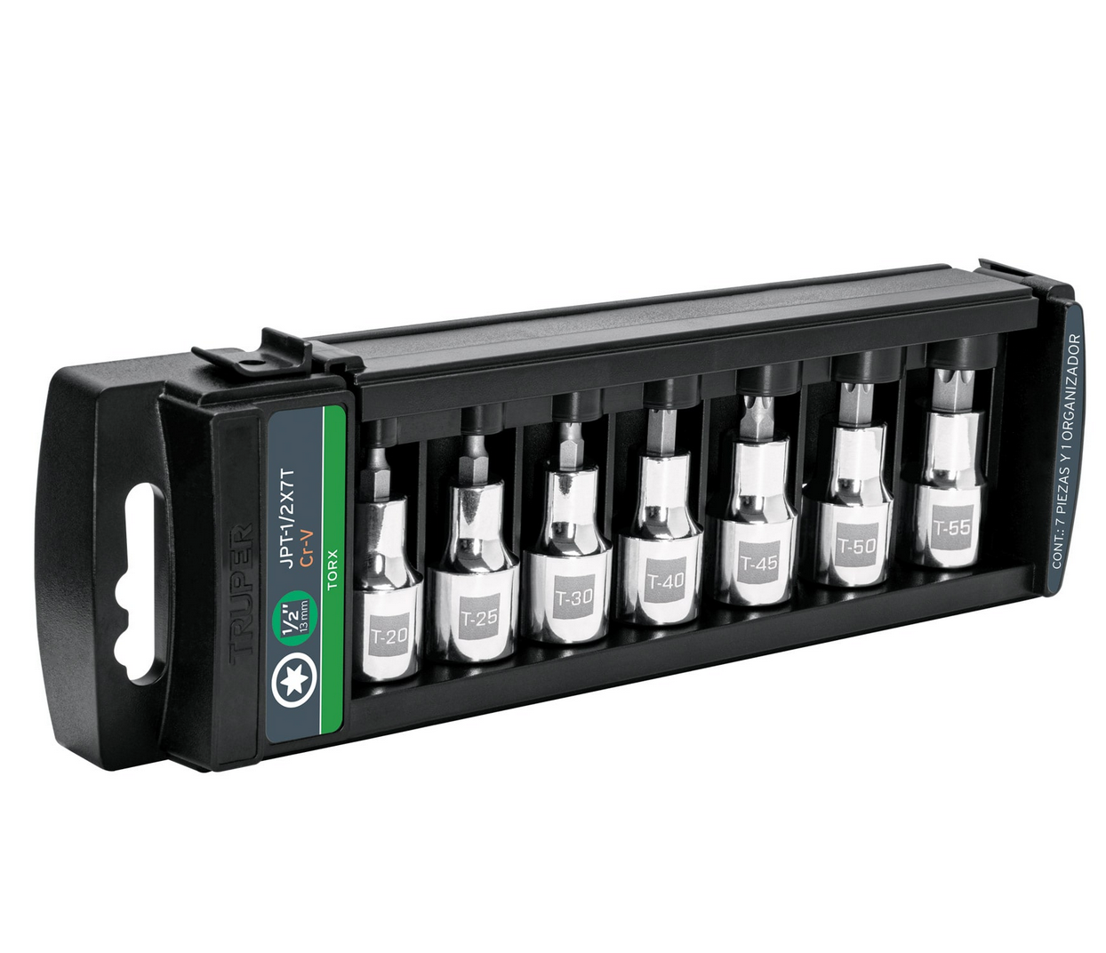 JUEGO DE 7 DADOS CUADRO 1/2' PUNTA TORX, TRUPER 102237 N