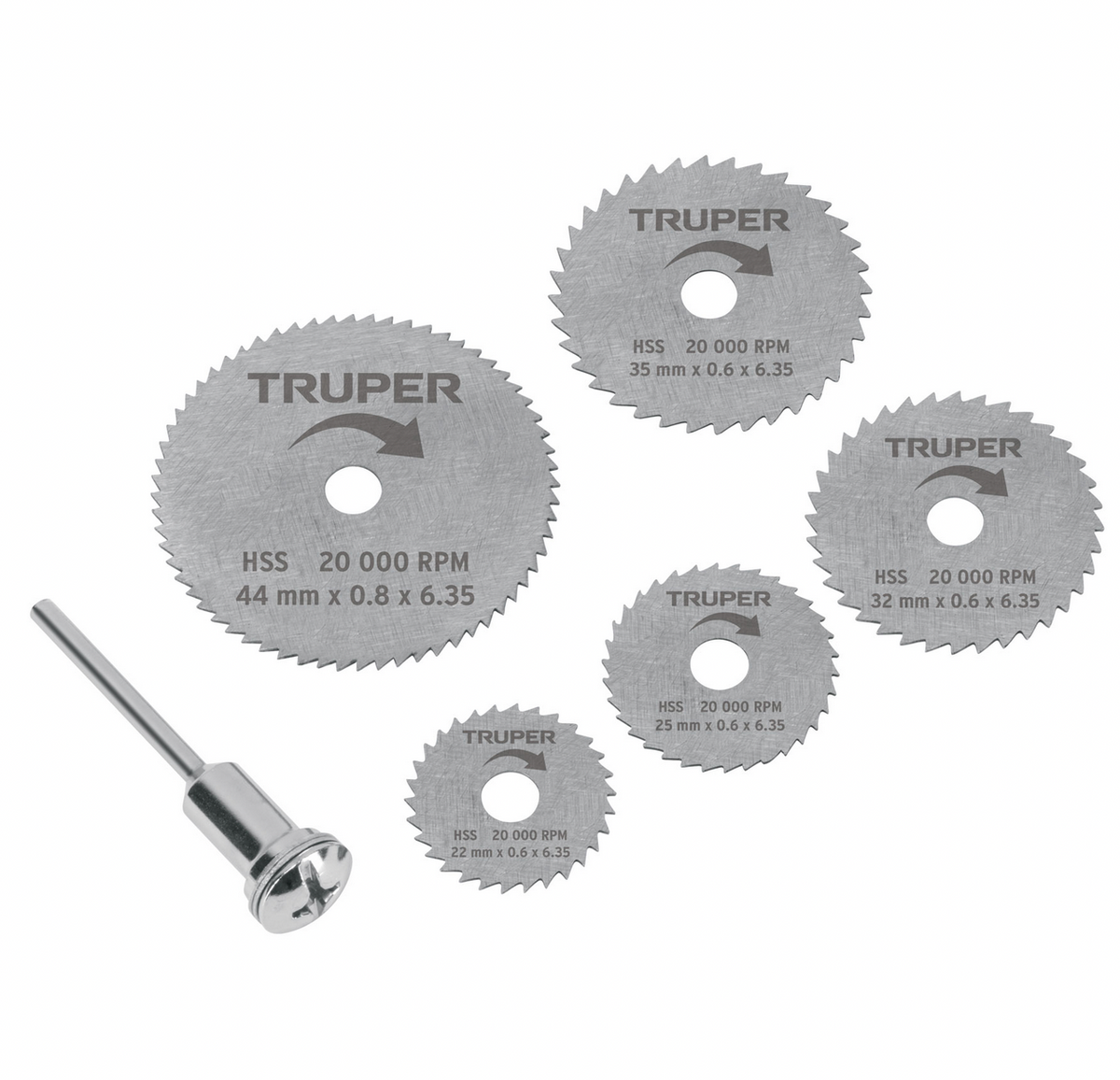 JUEGO DE 5 MINI DISCOS SIERRAS PARA MOTOTOOL, TRUPER 102328 *