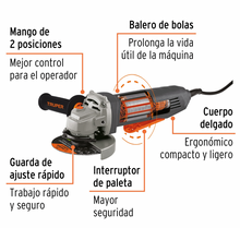 Cargar imagen en el visor de la galería, ESMERILADORA INTERRUPTOR DE PALETA 4-1/2&#39;, INDUSTRIAL, 850 W 102496 N
