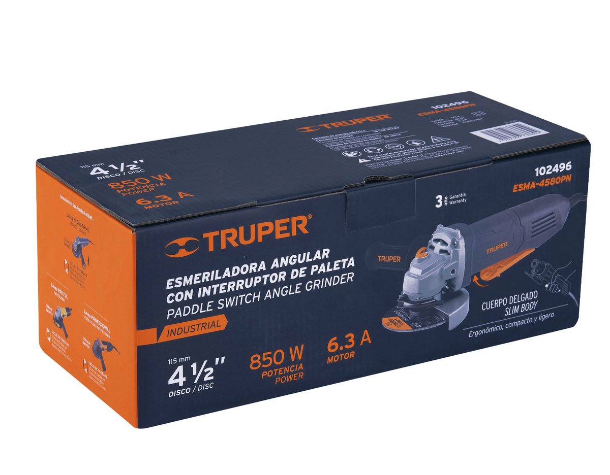 ESMERILADORA INTERRUPTOR DE PALETA 4-1/2', INDUSTRIAL, 850 W 102496 N