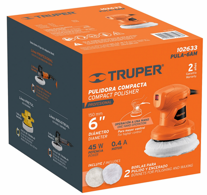 PULIDORA ORBITAL 6' DE MANO 110 W, TRUPER 102633 *
