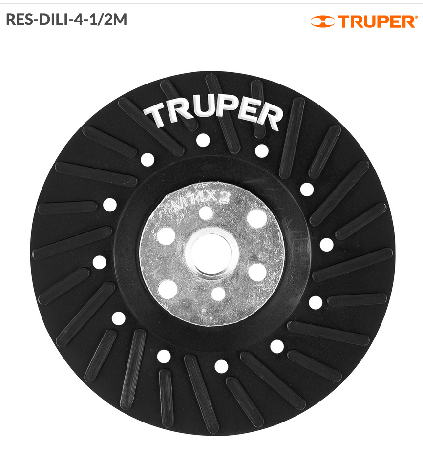 RESPALDO PARA DISCOS DE LIJA 4-1/2", EJE M14, TRUPER 17275 N