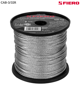 METRO DE CABLE RÍGIDO 3/32" DE ACERO 7X7 HILOS, 75 M, FIERO 44209 P