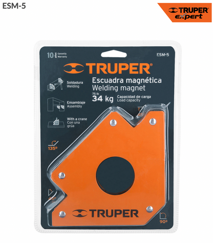 ESCUADRA MAGNÉTICA 5" PARA SOLDAR, CAPACIDAD 34 KG, TRUPER  15408 N