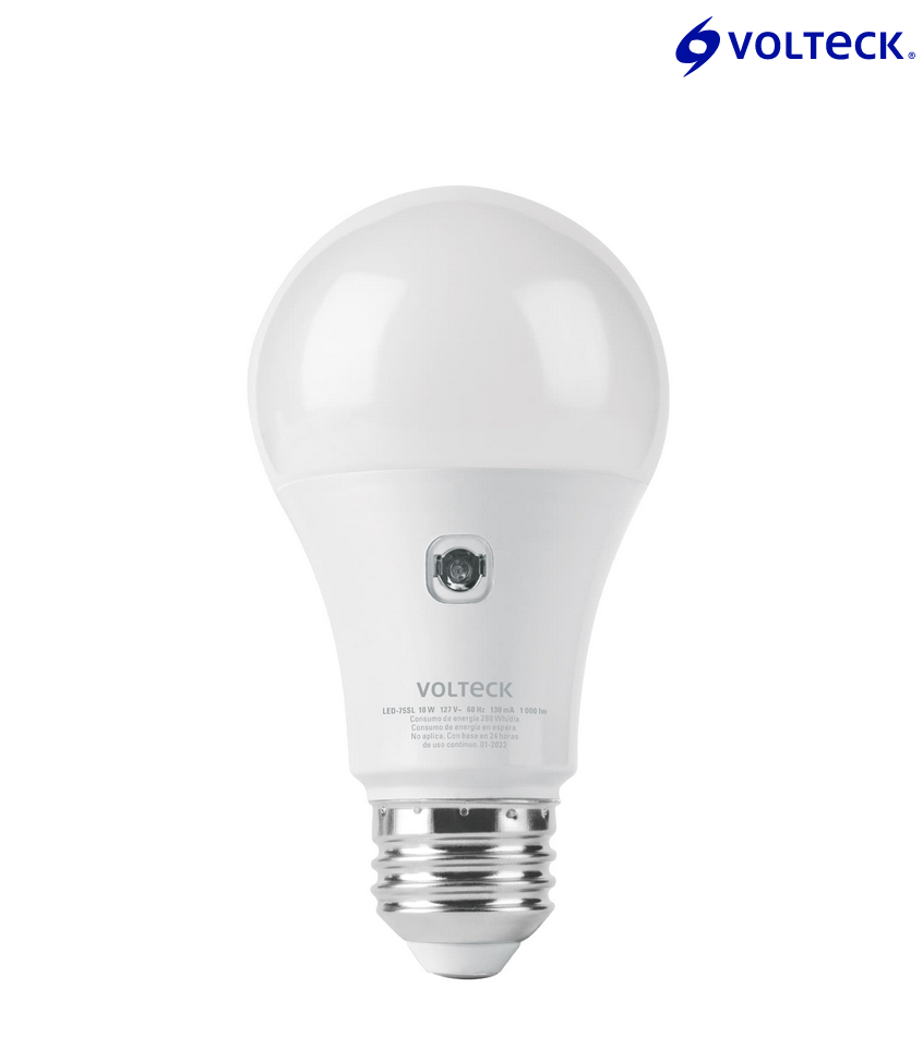LÁMPARA LED TIPO BULBO A19 10 W CON SENSOR DE LUZ, VOLTECK 46990 *