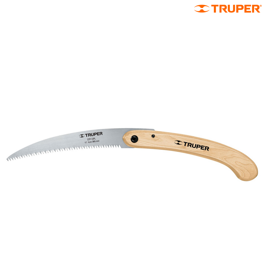SERRUCHO PLEGABLE 10" HOJA CURVA 6 DPP, MANGO MADERA, TRUPER 18178 N