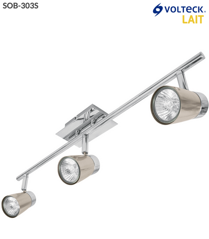 LUMINARIO DE SOBREPONER CON 3 SPOTS BASE GU10, VOLTECK 48434 *