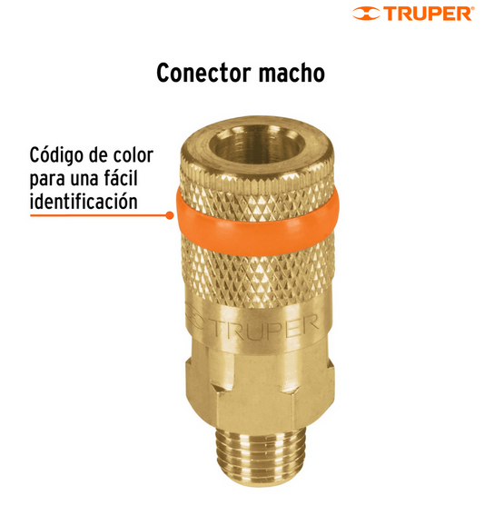 COPLE DE LATÓN, CUERDA 1/4 NPT, MACHO, TRUPER 19085 *