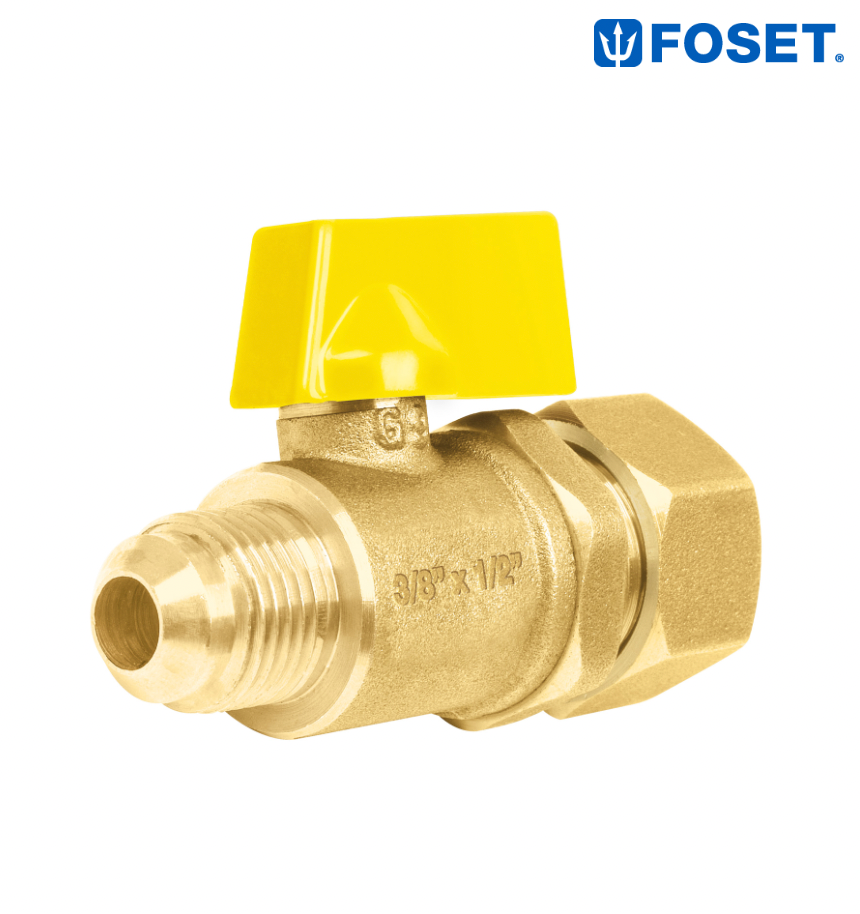 VÁLVULA DE CONTROL LATÓN PARA GAS 3/8"X1/2" TIPO BARRILITO 49116 N