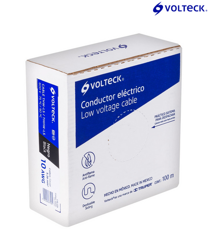 ROLLO DE 100 M DE CABLE THHW-LS #8 AWG NEGRO, VOLTECK 46050 *