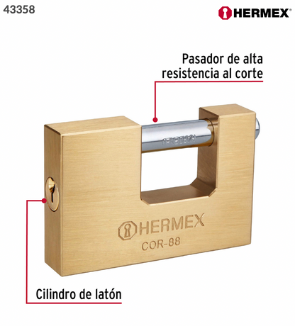 CANDADO ANTIPALANCA, 88MM, CUERO DE LATON, TRADICIONAL 43358 *
