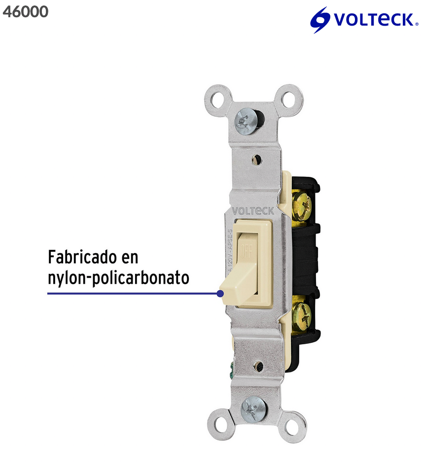INTERRUPTOR VERTICAL DE PALANCA, STANDAR, BLANCO, VOLTECK 46000 N