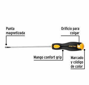 DESARMADOR CABINET 3/16 X 4" MANGO COMFORT GRIP, PRETUL 21490 P