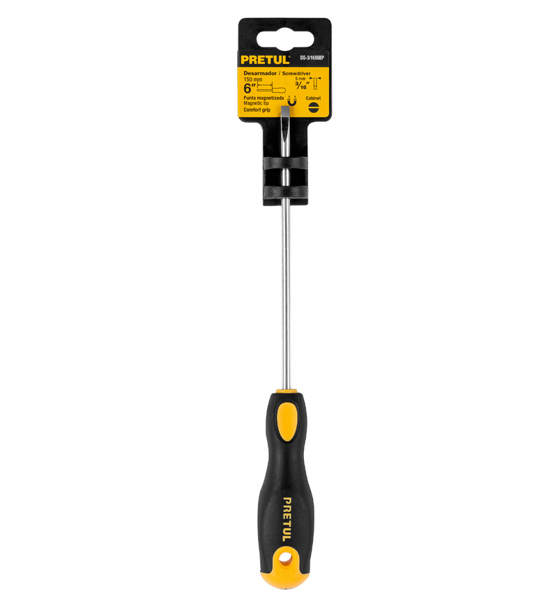 DESARMADOR CABINET 3/16 X 4" MANGO COMFORT GRIP, PRETUL 21490 P