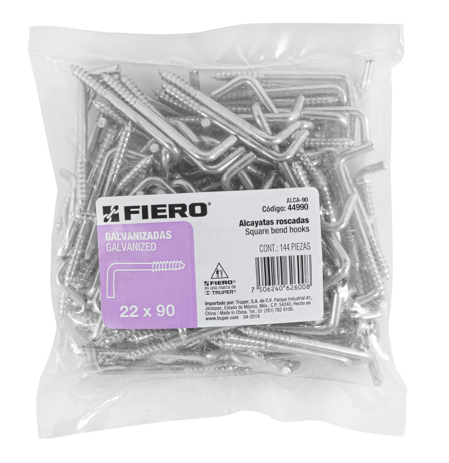 BOLSA CON 144 ALCAYATAS ROSCADAS DE 22 X 90, FIERO  44990 P