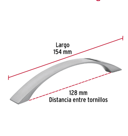 JALADERA METÁLICA DE 128MM ESTILO "MODERNO", NÍQUEL SATINADO 43377 N