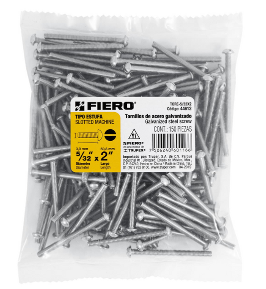 BOLSA CON 150 TORNILLOS 5/32" X 2" TIPO ESTUFA, FIERO 44612 N