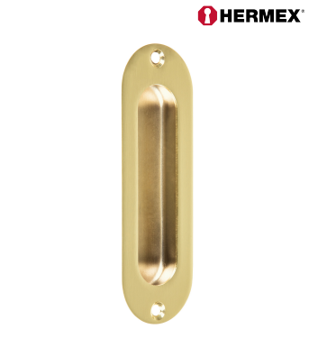 JALADERA DE EMBUTIR OVALADA ACABADO LATÓN BRILLANTE, HERMEX 48992 N