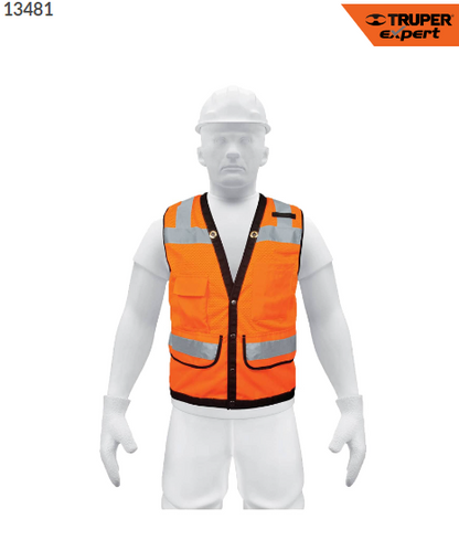 CHALECO SEGURIDAD REFORZADO NARANJA CON BOLSAS, XG, EXPERT 13481 N