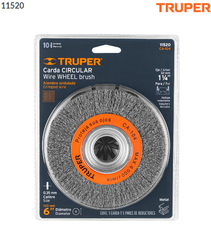CARDA ALAMBRE ONDULADO 6'' X 3/4 PARA ESMERIL, TRUPER 11520 *
