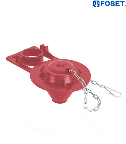 SAPO DE 2'' DE SILICONA PARA WC, ROJO, C/CADENA DE ACERO INOX 49362 *