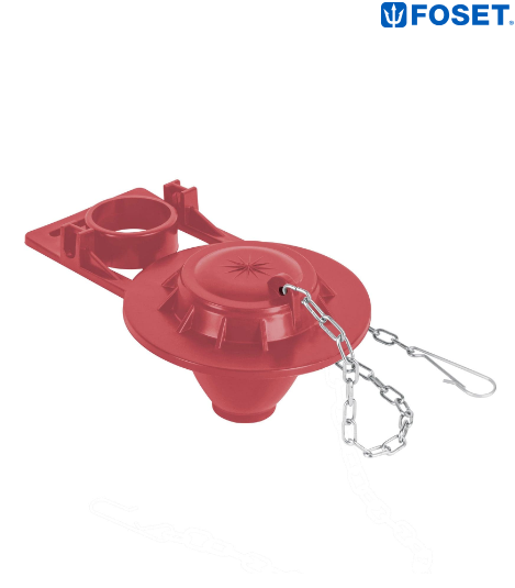 SAPO DE 2'' DE SILICONA PARA WC, ROJO, C/CADENA DE ACERO INOX 49362 *
