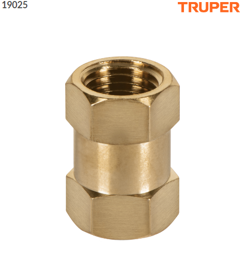 COPLE DE LATÒN, TIPO FF, CUERDA 1/4 NPT TRUPER 19025 *