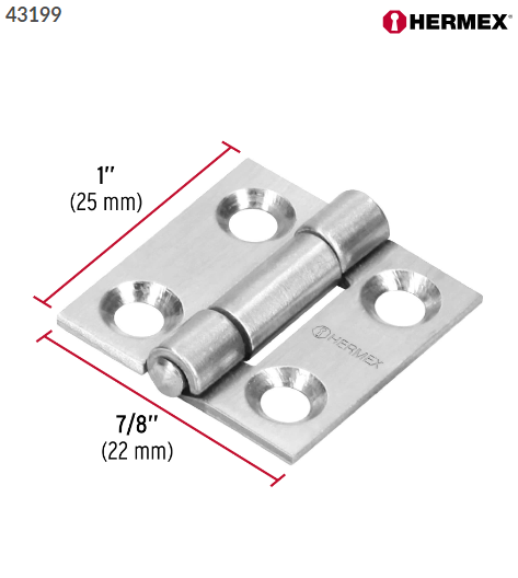 BISAGRA RECTANGULAR 1'' ACERO INOXIDABLE HERMEX 43199 N