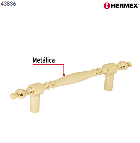 JALADERA METALICA DE 75MM ESTILO ''COLONIAL'', LATÒN 43836 N
