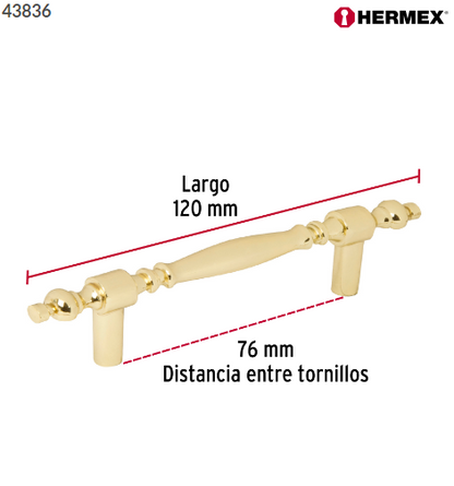 JALADERA METALICA DE 75MM ESTILO ''COLONIAL'', LATÒN 43836 N