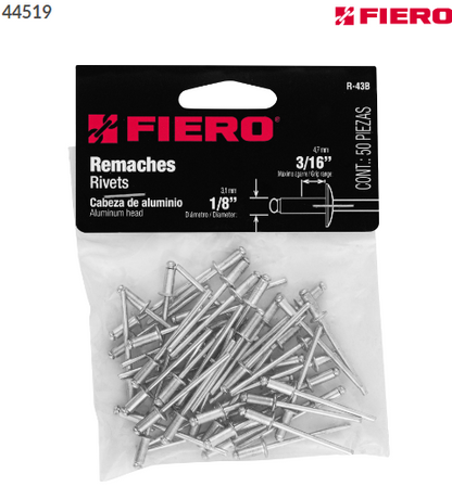 BOLSA CON 50 REMACHES 1/8'' X 3/16'' DE ALUMINIO ALA 1/4'' 44519 *