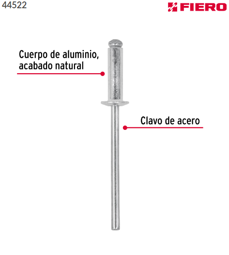 BOLSA CON 50 REMACHES 1/8'' X 3/8'' DE ALUMINIO, ALA 1/4 44522 N