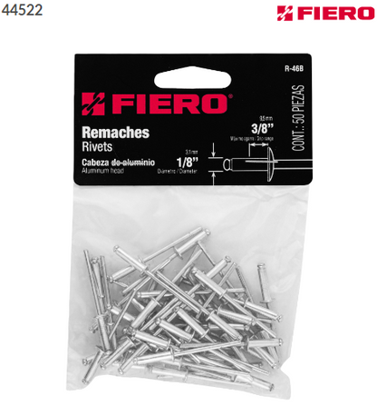 BOLSA CON 50 REMACHES 1/8'' X 3/8'' DE ALUMINIO, ALA 1/4 44522 N