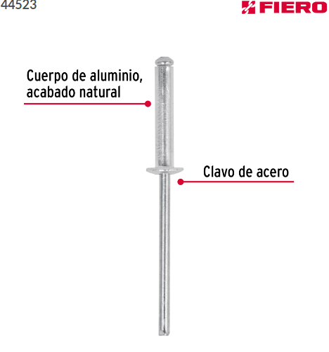 BOLSA CON 50 REMACHES 1/8'' X 1/2'' DE ALUMINIO, ALA 1/4 44523 *