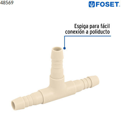 TEE INSERCIÓN 1/2'' DE POLIPROPILENO, FOSET 48569 N