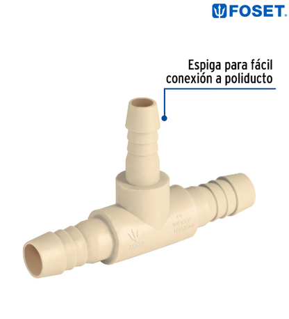 TEE REDUCIDA INSERCIÓN CENTRAL 3/4'' X 1/2'' DE POLIPROPILENO 48572 *