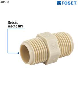 NIPLR CORRIDO 1/2'' DE POLIPROPILENO, FOSET 48583 N
