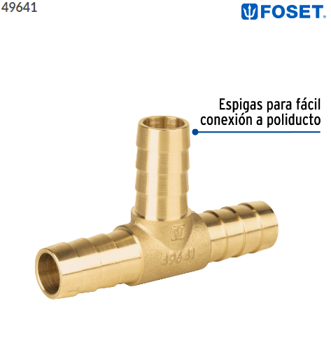 TEE INSERCIÓN MACHO LATÓN 1/2'' PARA POLIDUCTO NEGRO, FOSET 49641 N