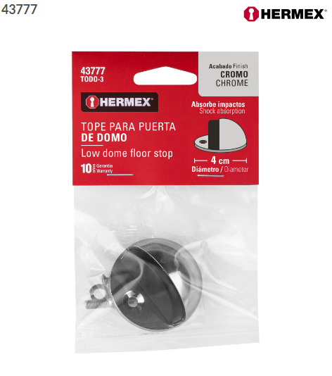 TOPE PARA PUERTA TIPO DOMO, ACABADO CROMO, HERMEX 43777 *