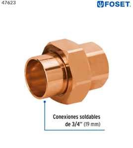 TUERCA UNIÓN DED COBRE DE 3/4, FOSET 47623 N