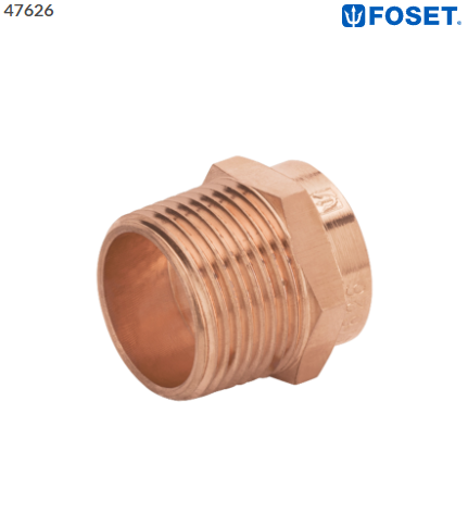 CONECTOR DE COBRE DE ROSCA EXTERIOR 3/4'', FOSET 47626 N